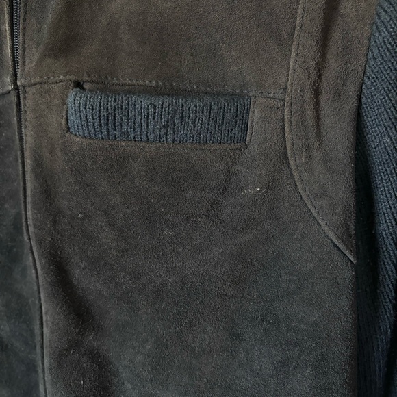 Vintage Blue and Gray Leather Zip Up Jacket - Picture 10 of 13